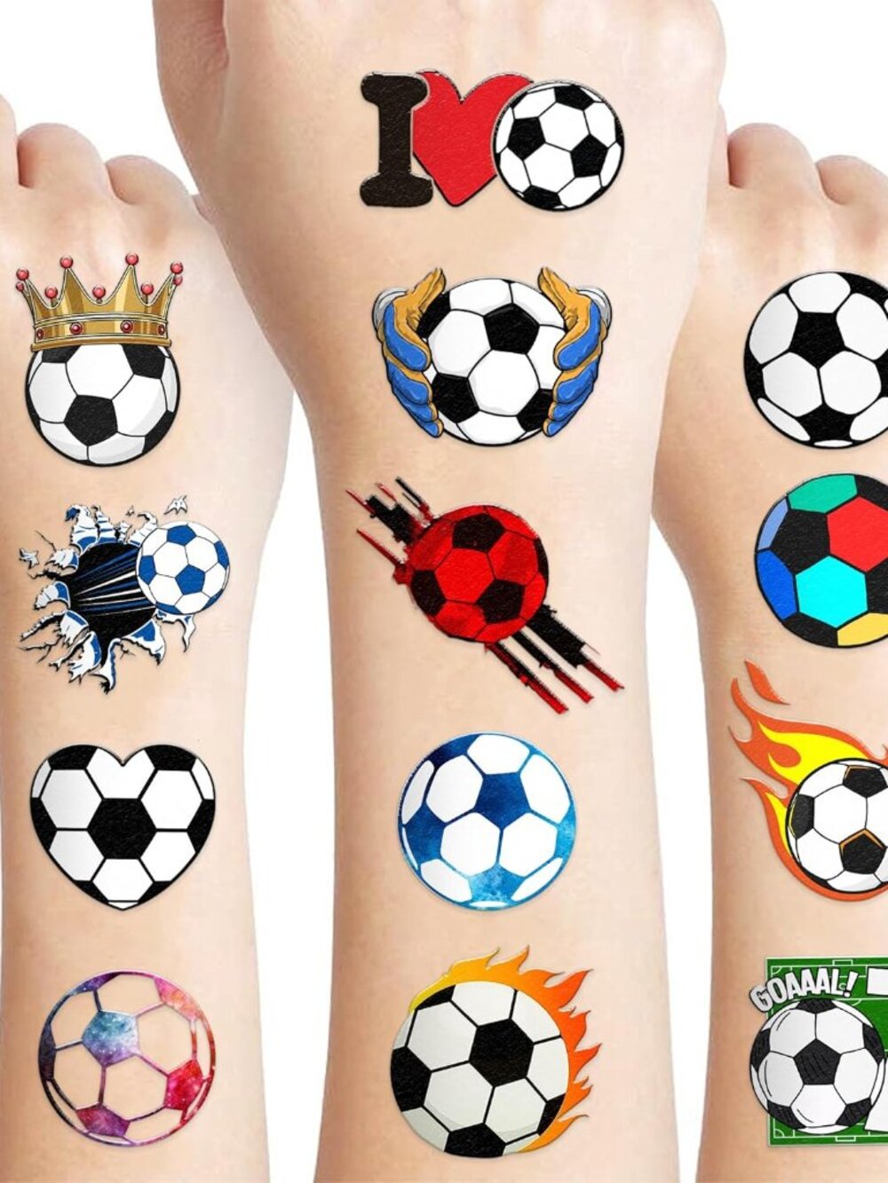 96 PCS Soccer Temporary Tattoos for Kids, Pre-Cut